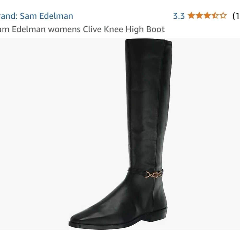 Sam Edelman Black Knee high 1 inch heeled Boots